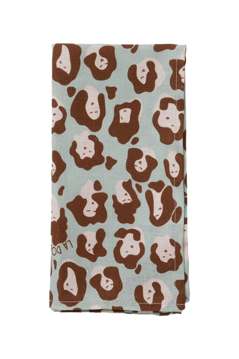 Large Napkins Set Of 2 (45X45) Lady Leopard Acqua Acquamarin, Alternate, color, Lady Leopard Acqua Acquamarin