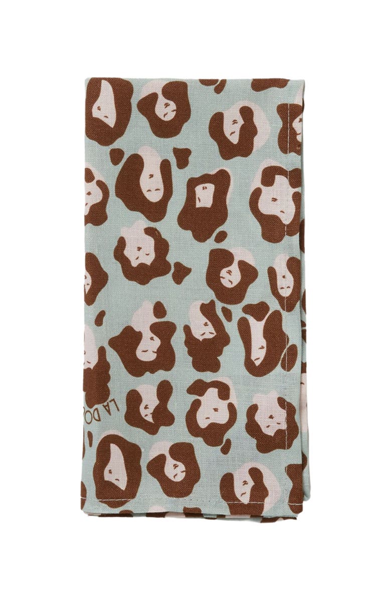 La DoubleJ Large Napkins Set Of 2 (45X45) Lady Leopard Acqua Acquamarin, Alternate, color, Lady Leopard Acqua Acquamarin