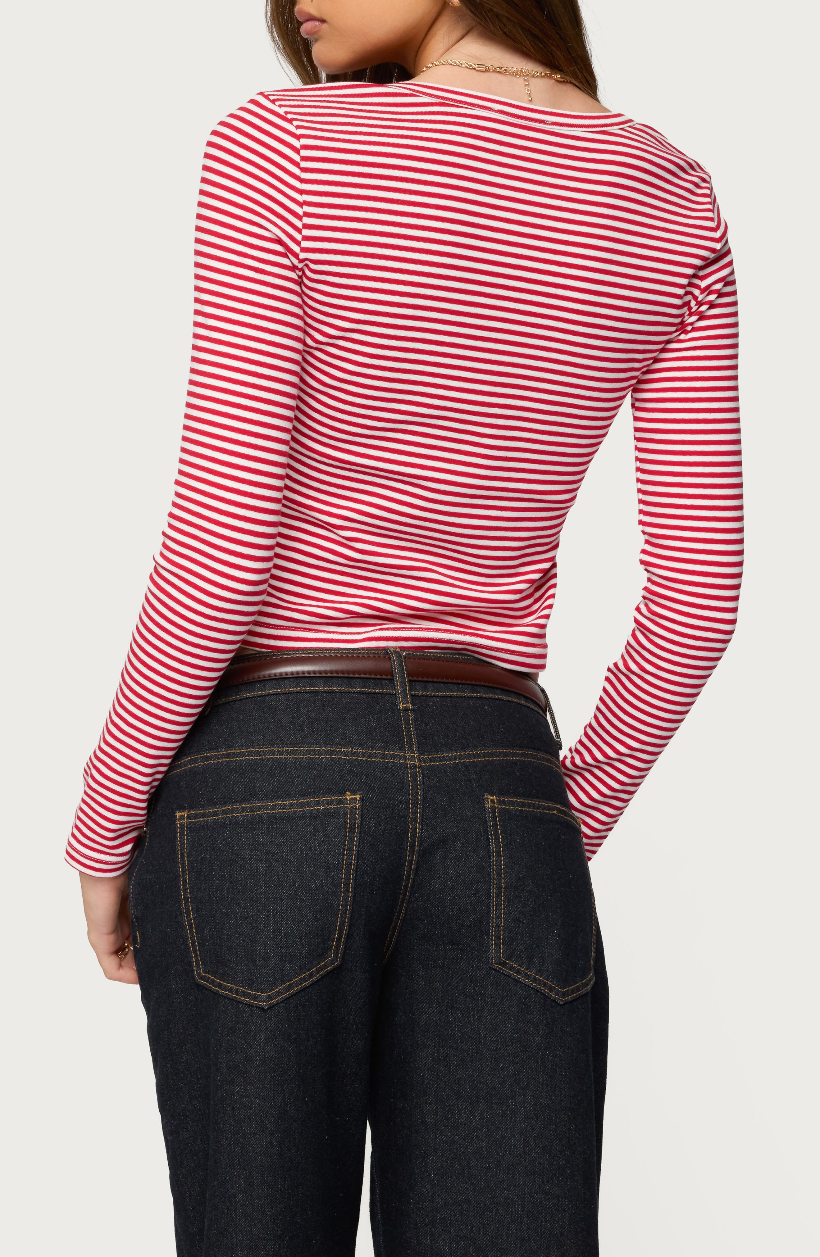 Jocelyn Stripe Stretch Cotton Crop Top - image 2
