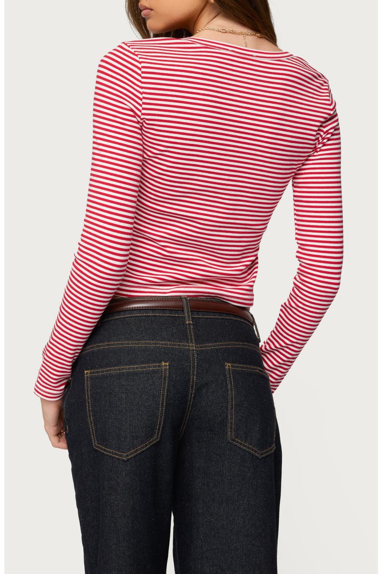 Jocelyn Stripe Stretch Cotton Crop Top, Alternate, color, RED-AND-WHITE