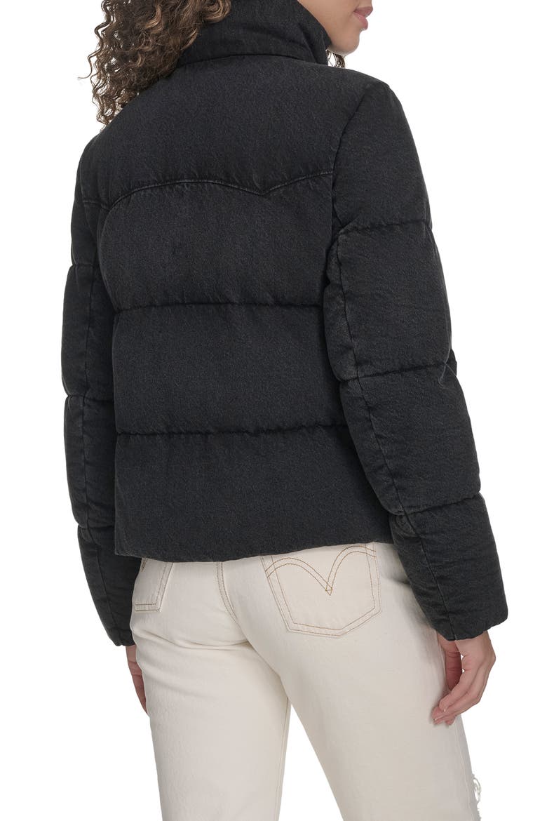 Western Denim Puffer Jacket, Alternate, color, BLACK WASH DENIM