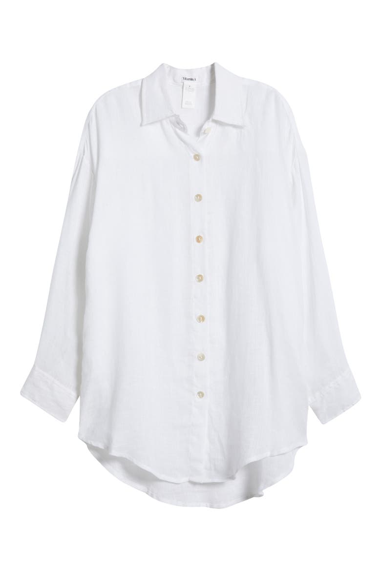 Playa Oversize Linen Cover-Up Shirt, Alternate, color, WHITE ECO LINEN