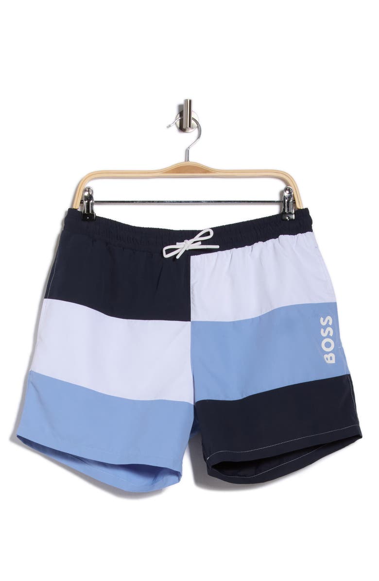 BOSS Court Swim Trunks, Main, color, Dark Blue