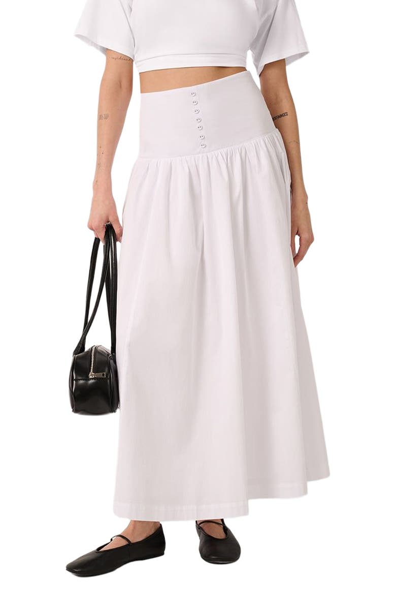 WeWoreWhat Drop Waist Maxi Skirt, Main, color, Classic White
