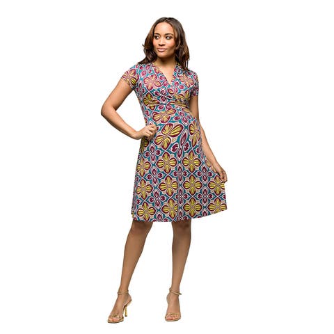 Maternity Floral Print Short Sleeve Knee Length V-Neck Wrap Dress