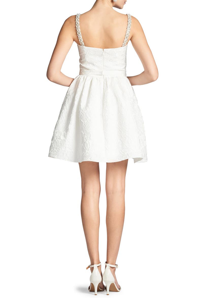 Serena Beaded Strap Floral Jacquard Cocktail Minidress, Alternate, color, IVORY