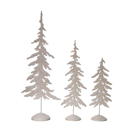 Rustic Metal Snowy Trees Set of 3 for Christmas Decor