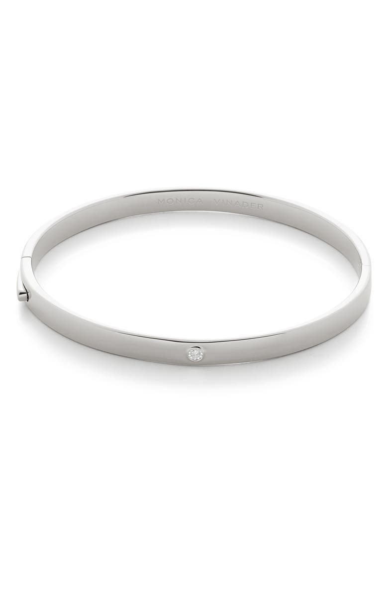 Monica Vinader Essential Diamond Hinged Bangle Bracelet, Alternate, color, 