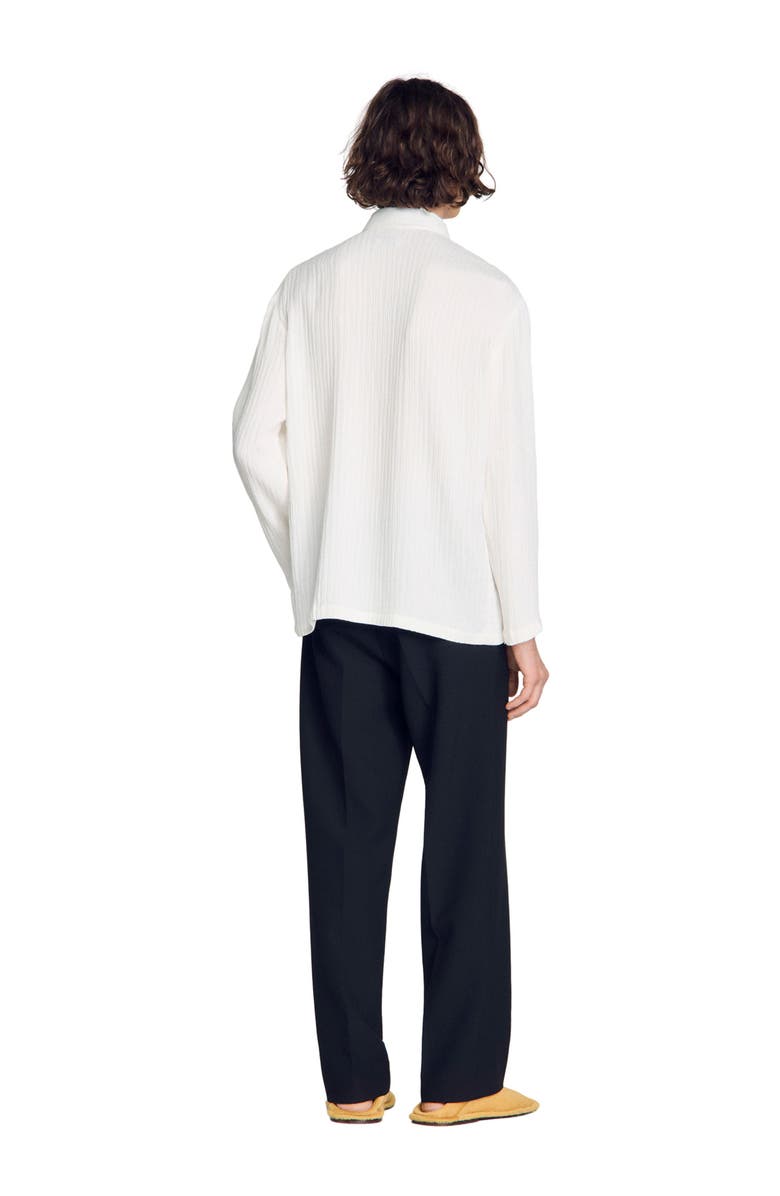 SANDRO Crinkled loose-fit shirt, Alternate, color, White