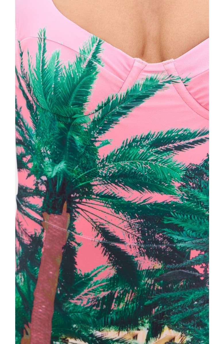 Dur Doux Miami Tie Back Maillot One Piece, Alternate, color, Pink Palm