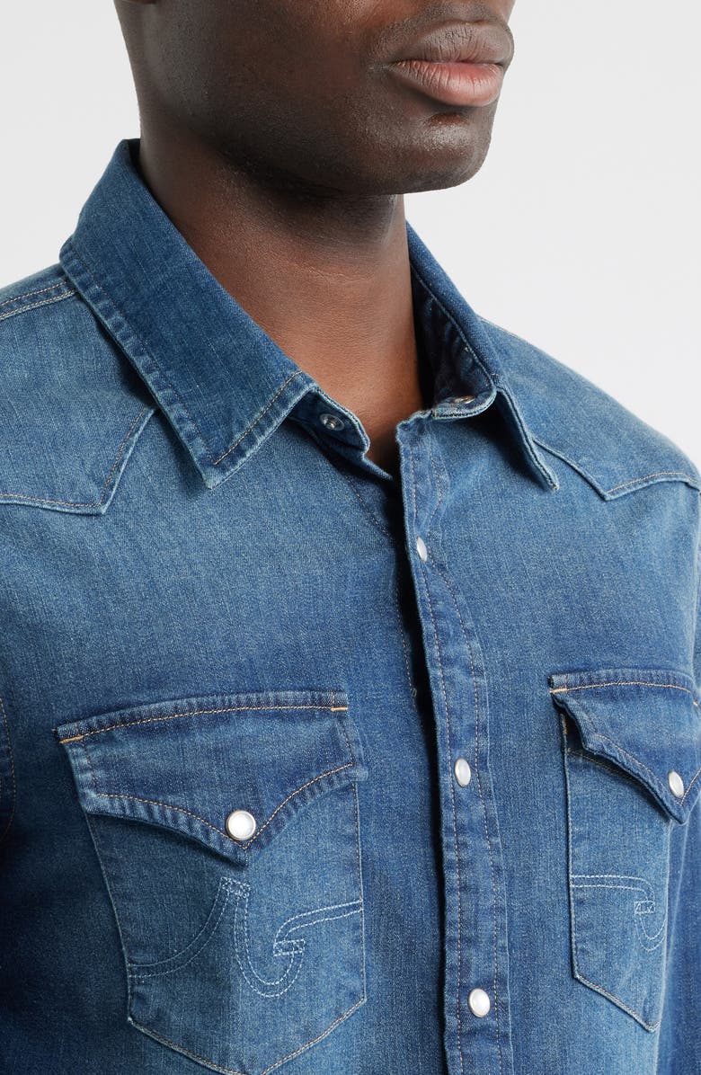 AG Huston Classic Fit Western Denim Snap-Up Shirt, Alternate, color, Dawn Sky