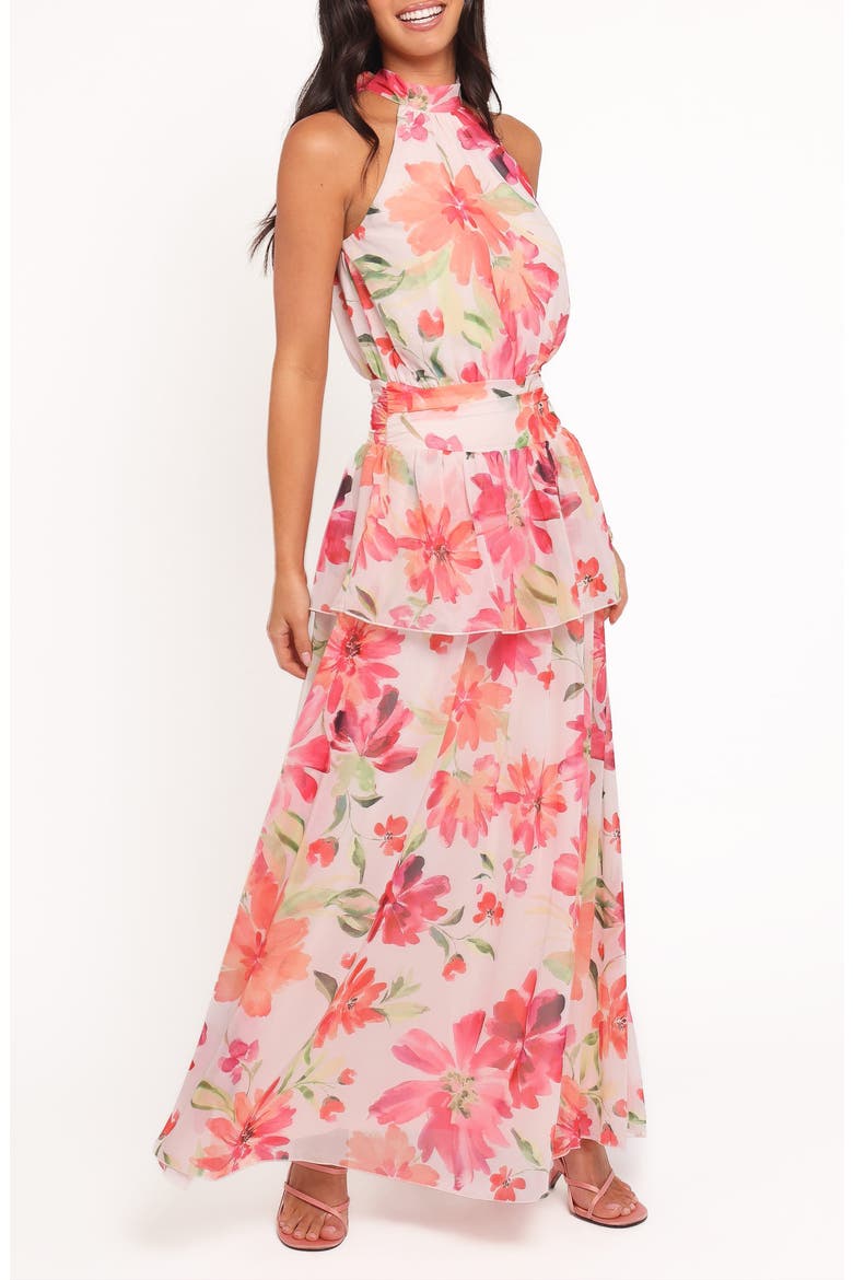 Martha Floral Tiered Maxi Dress, Main, color, ORANGE FLORAL