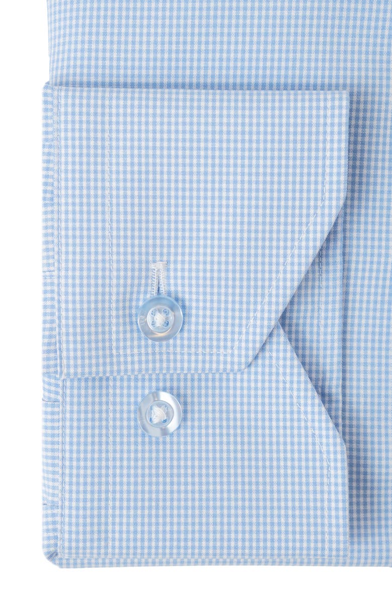 Lorenzo Uomo Trim Fit Micro Gingham Cotton Dress Shirt, Alternate, color, Light Blue