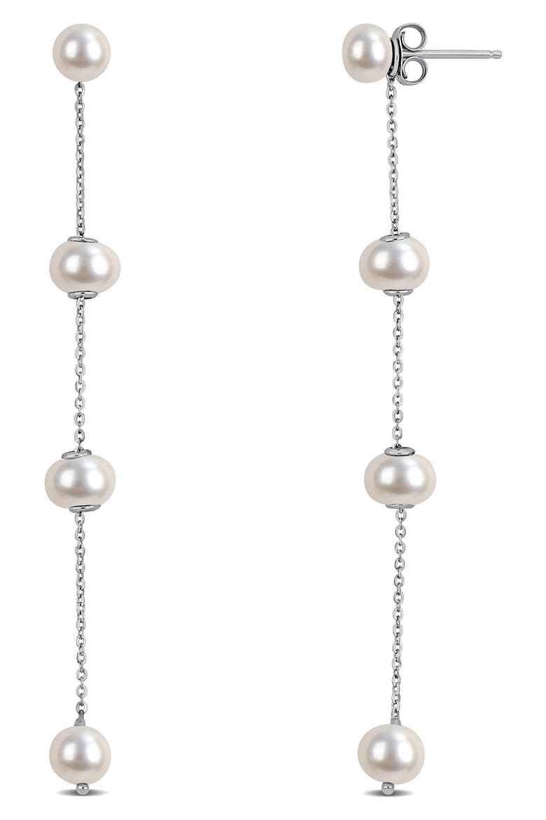 5.5–6mm Freshwater Cultured Pearl Drop Earrings, Main, color, WHITE GOLD