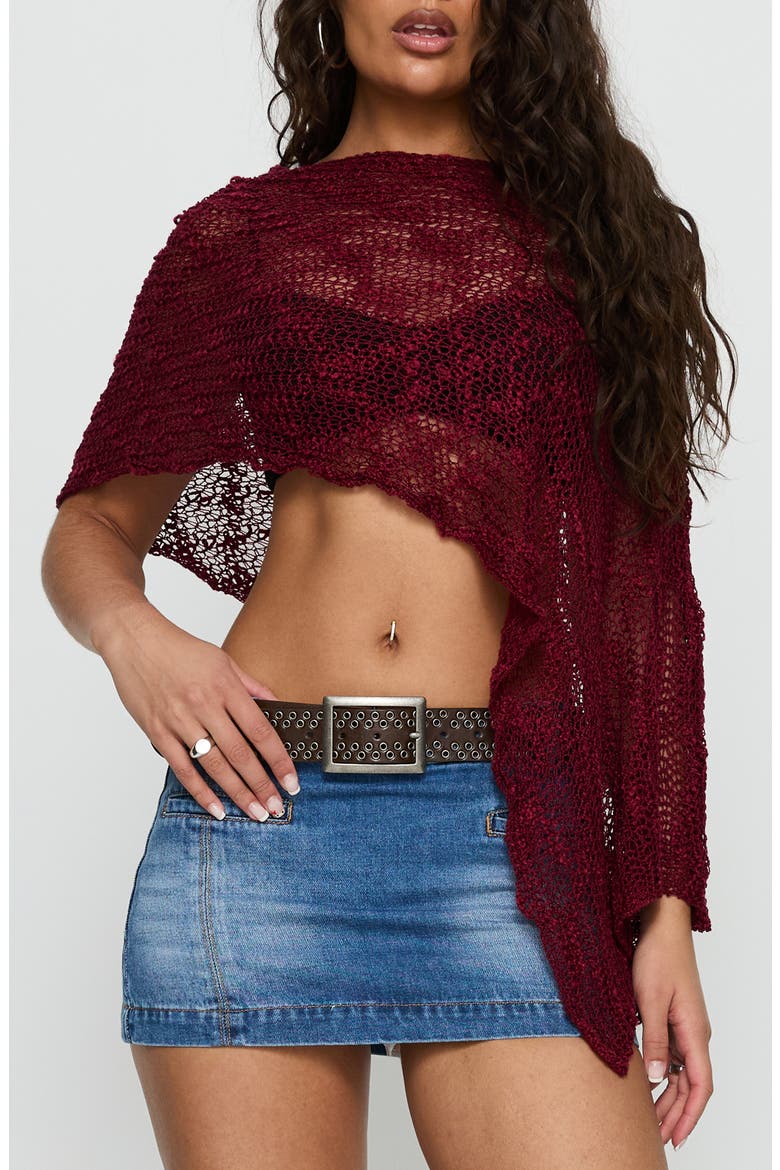 Boni Knit One-Shoulder Poncho, Main, color, WINE