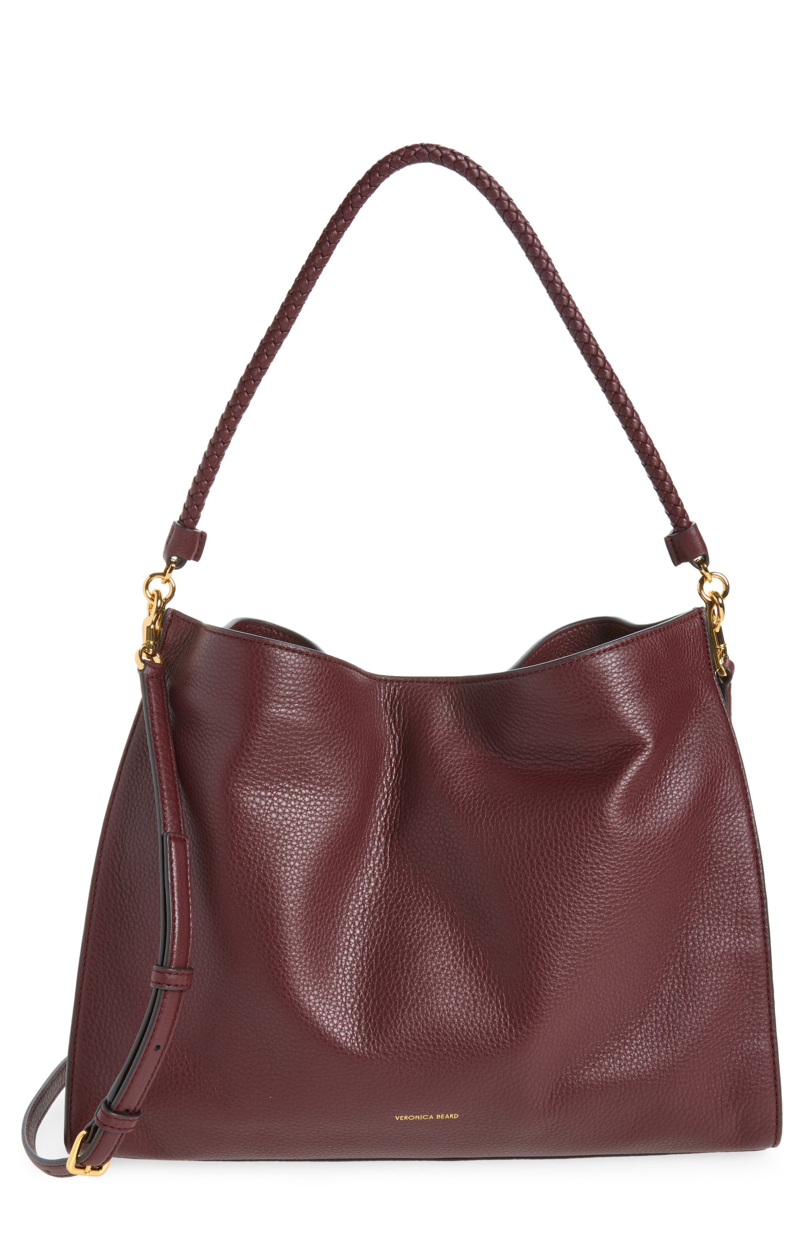 Vida Leather Hobo Bag, Main, color, BURGUNDY