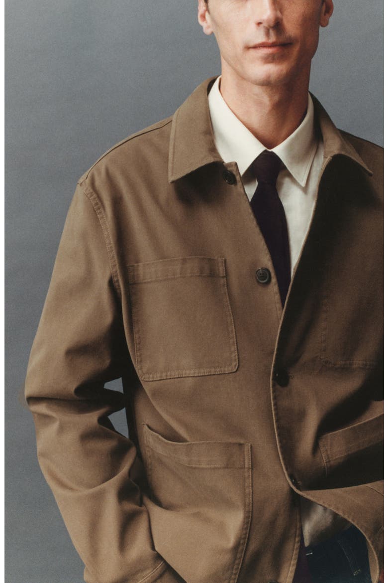 Cotton Blend Twill Overshirt, Alternate, color, KHAKI