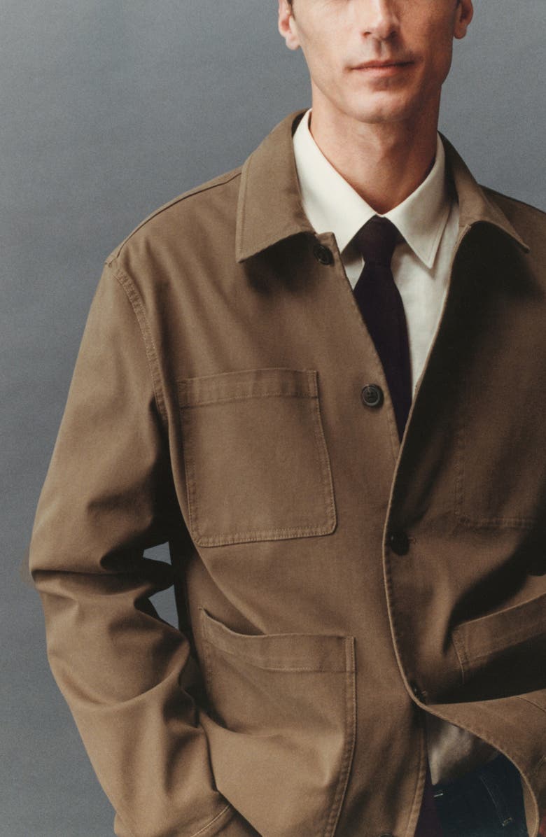 MANGO Cotton Blend Twill Overshirt, Alternate, color,