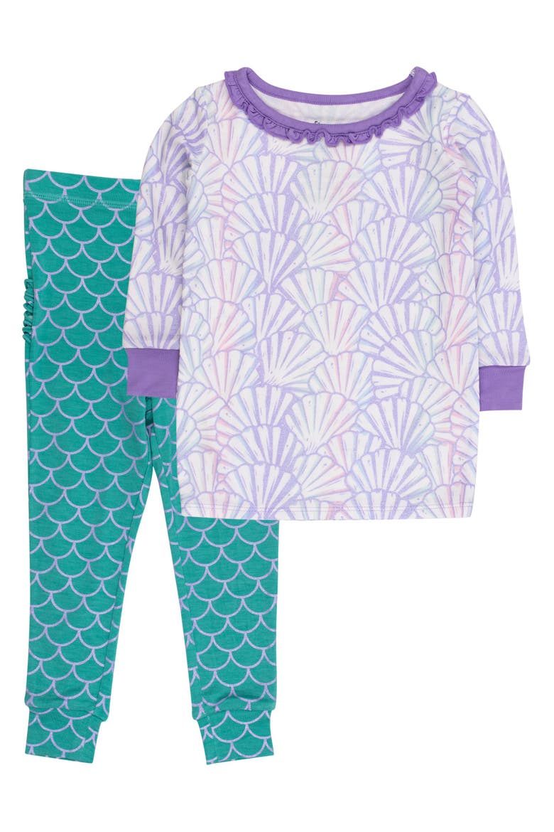 Ruffle Long Sleeve Pajama Set, Signature Rear Ruffles, Main, color, Magical Mermaid
