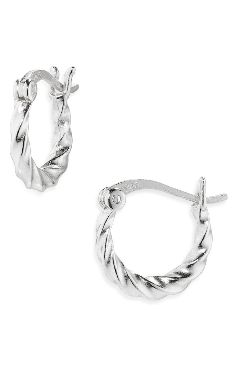 ARGENTO VIVO Rope Twist Huggie Hoop Earrings, Main, color, Silver