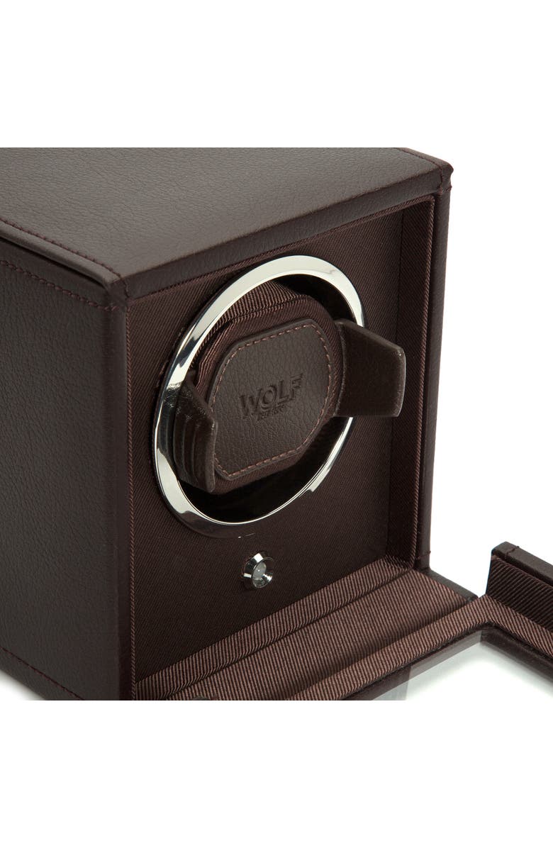 WOLF Cub Single Watch Winder with Cover, Alternate, color, Brown