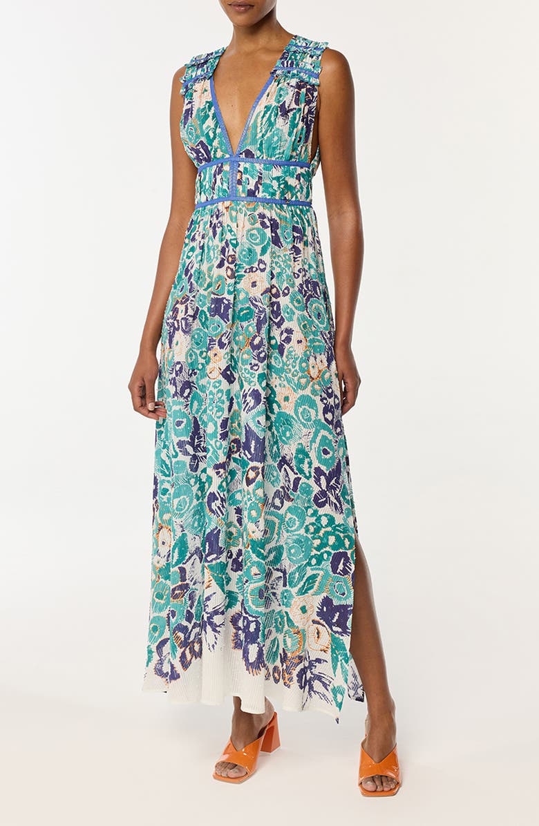 Poupette St Barth Chiara Cover-Up Maxi Dress, Main, color, Aqua Blue