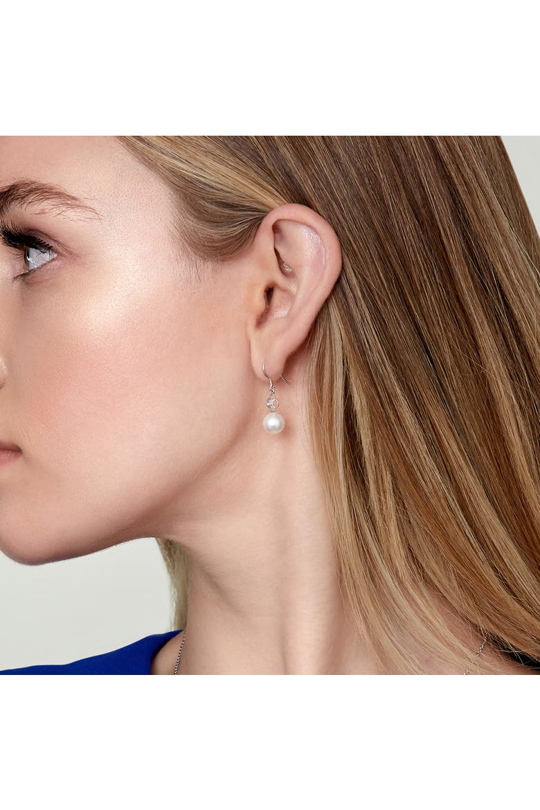 Akoya Pearl & Diamond Lacy Earrings, Alternate, color, White Gold