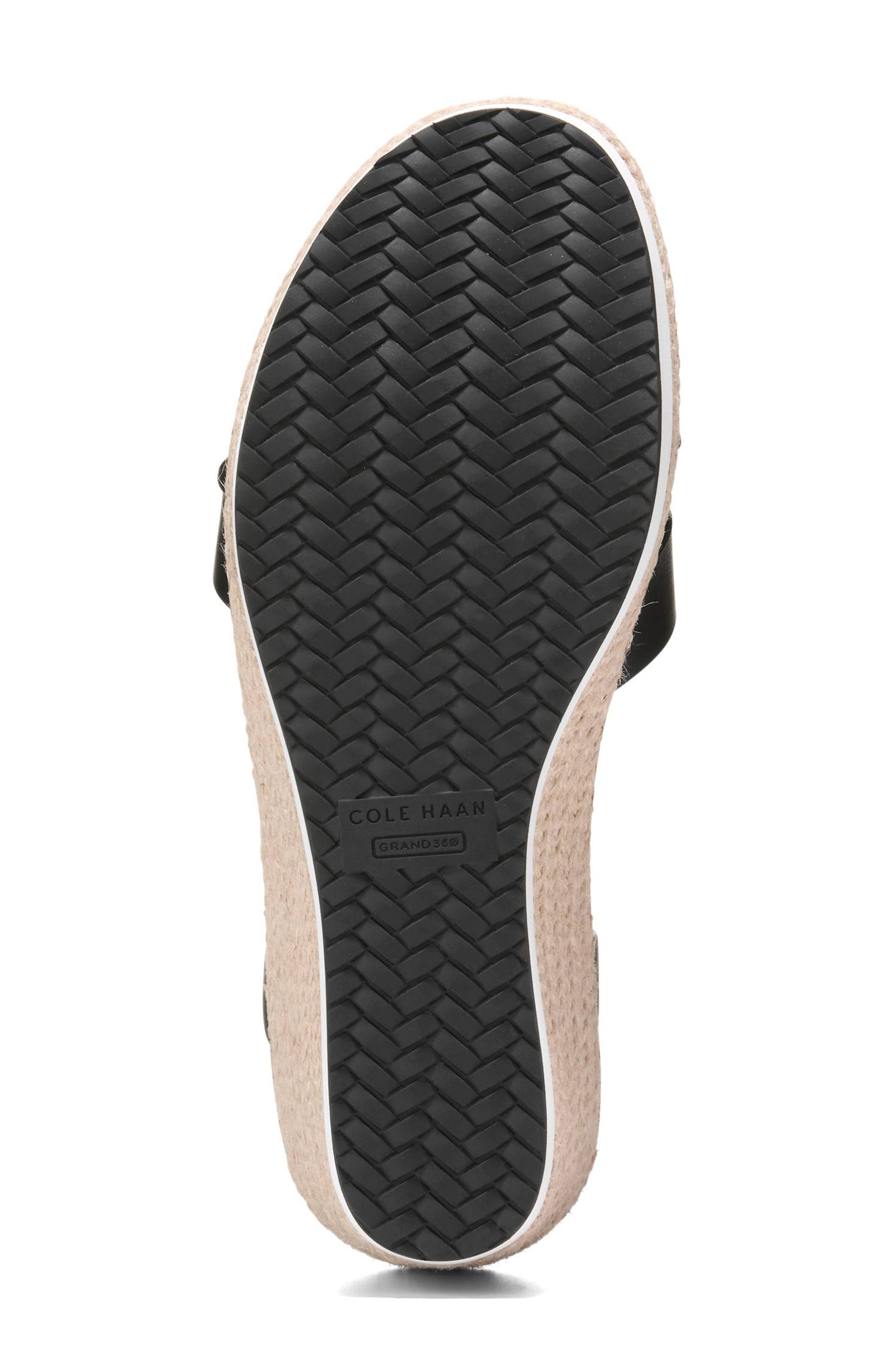 Cole Haan Ronnie Cloudfeel Espadrille Platform Wedge Sandal, Alternate, color, Black Leather/ Natural