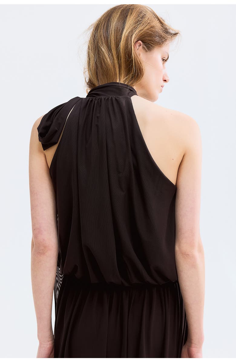 H&M Scarf-collar Top, Alternate, color, Dark Brown