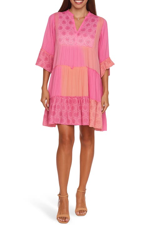 Patchwork Print Tiered Dress