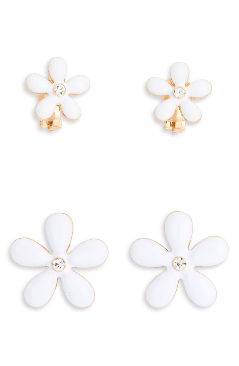 BaubleBar Set of 2 Match with Mama Stud Earrings, Alternate, color, White