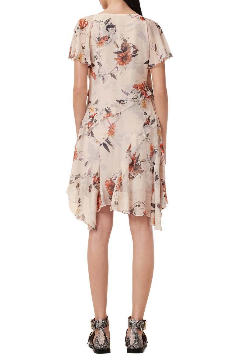 AllSaints Darma Floral Print Asymmetric Ruffle Dress, Alternate, color, 