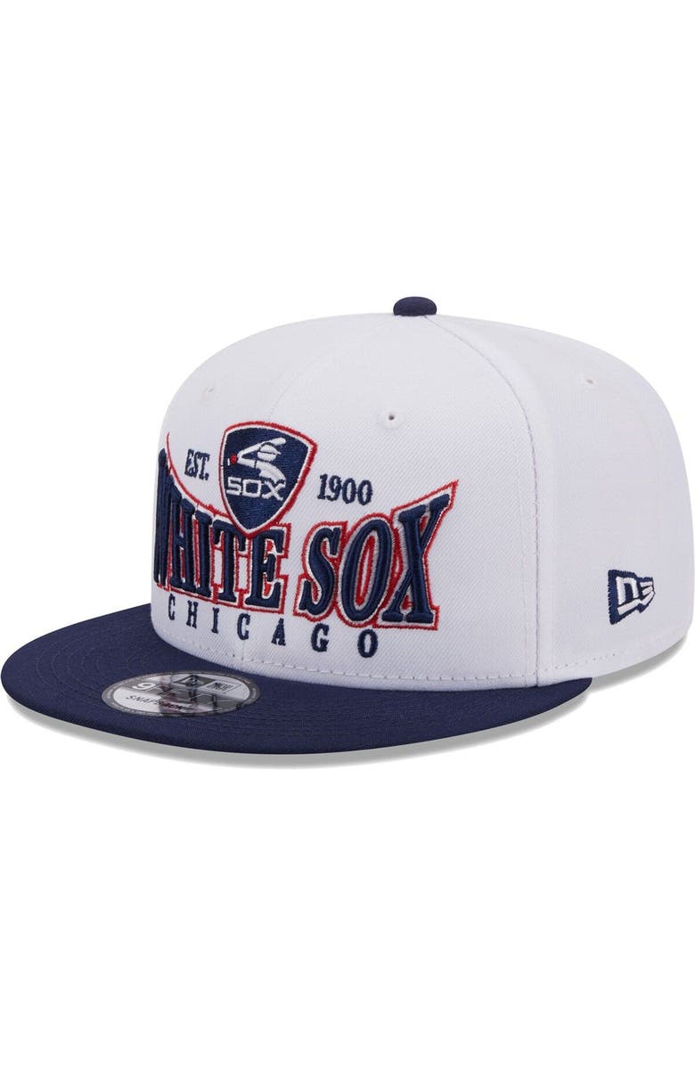 New Era Men's New Era White/Navy Chicago White Sox Crest 9FIFTY Snapback Hat, Main, color, White
