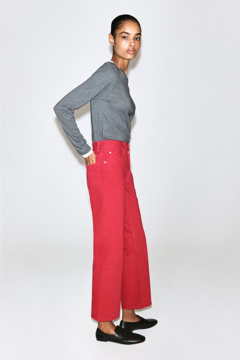 Valley Cropped Bootcut Jeans, Alternate, color, RED
