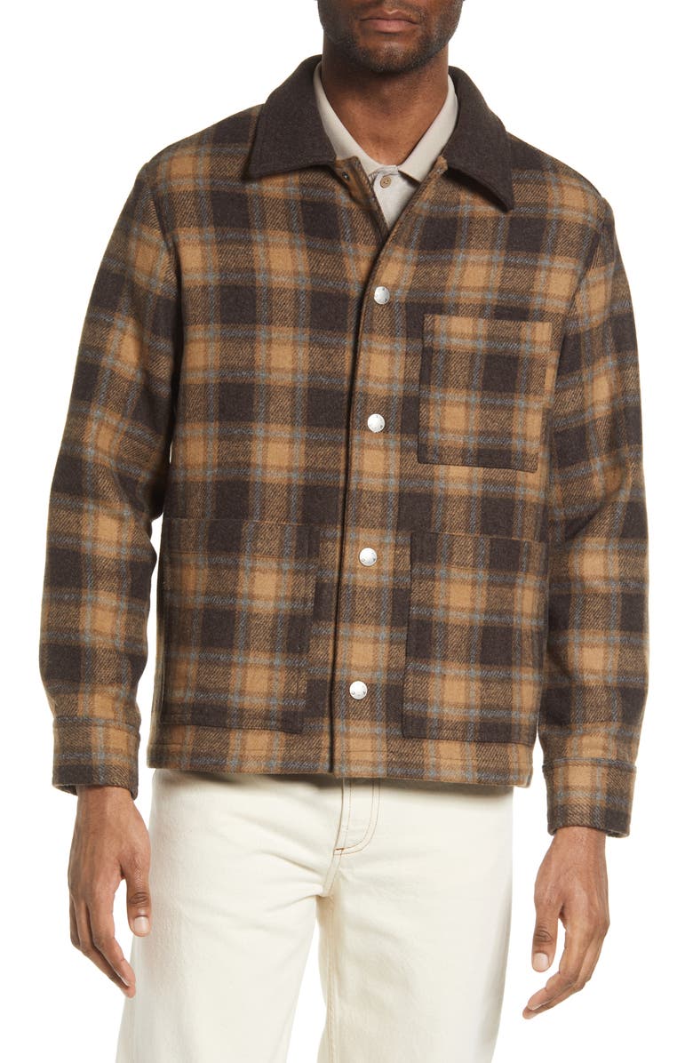 A.P.C. New Emile Plaid Wool Blend Shirt Jacket, Main, color, 
