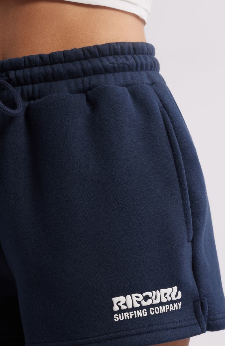 Rip Curl Surf Puff Cotton Blend Fleece Drawstring Shorts, Alternate, color, Navy