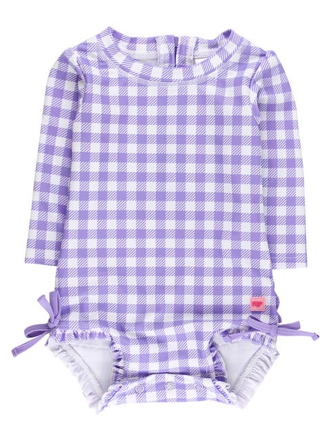 Baby Girls Gingham Long Sleeve UPF50+ One Piece Rash Guard