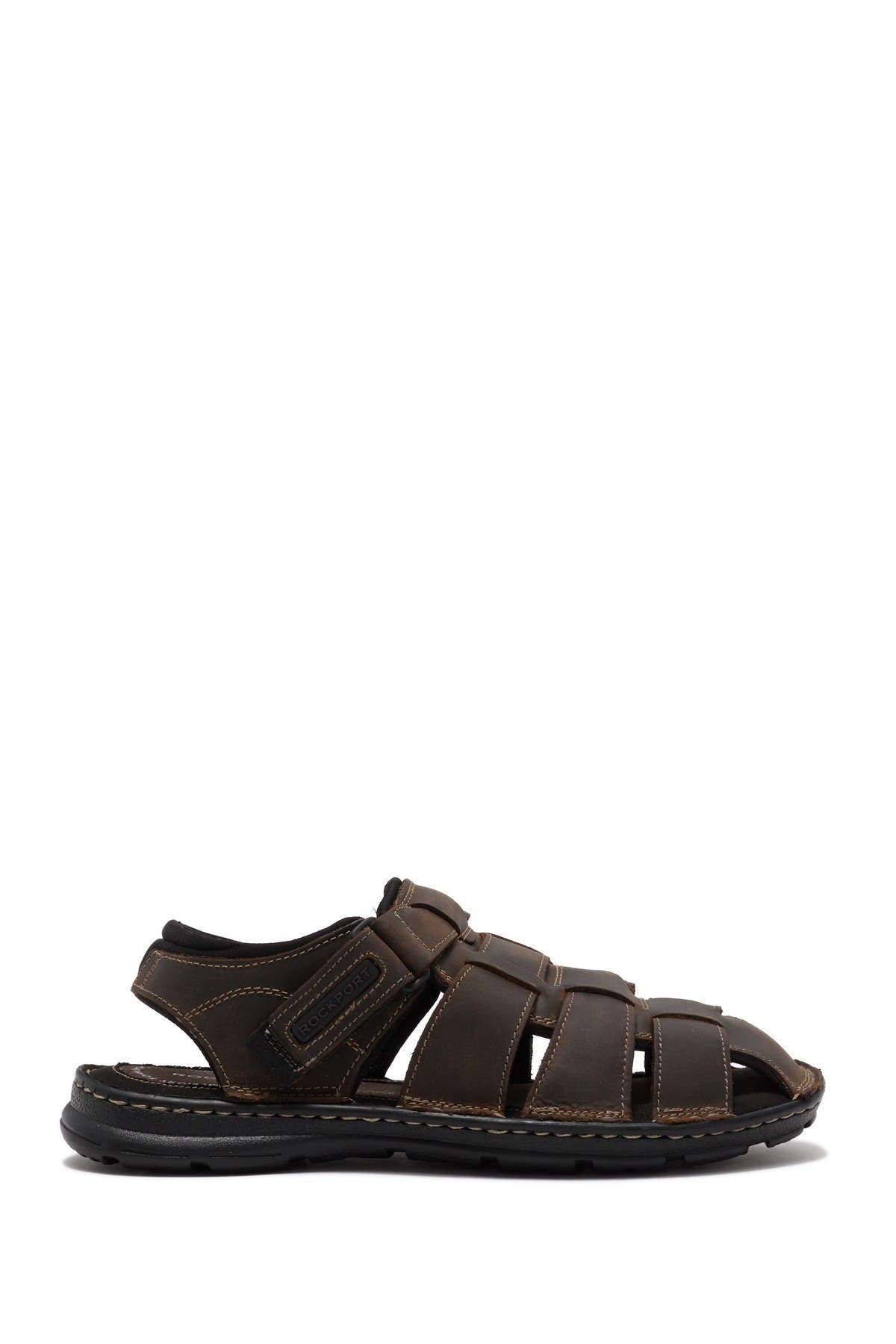 Rockport Darwyn Fisherman Leather Sandal, Alternate, color, Brown
