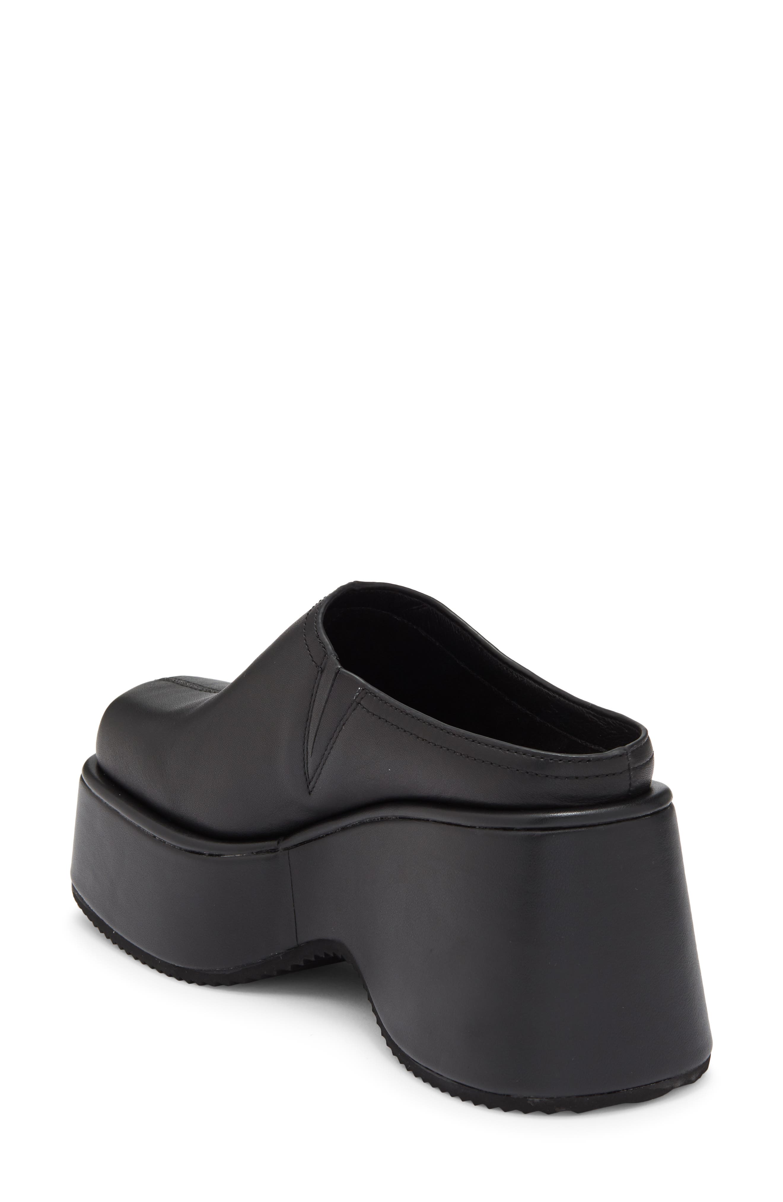 Waveform Leather Platform Wedge Mule, Alternate, color, BLACK