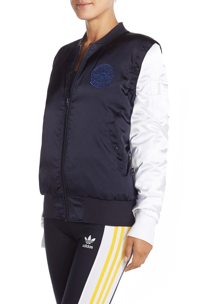 adidas Originals 'Cosmic Confession' Convertible Satin Jacket, Alternate, color,