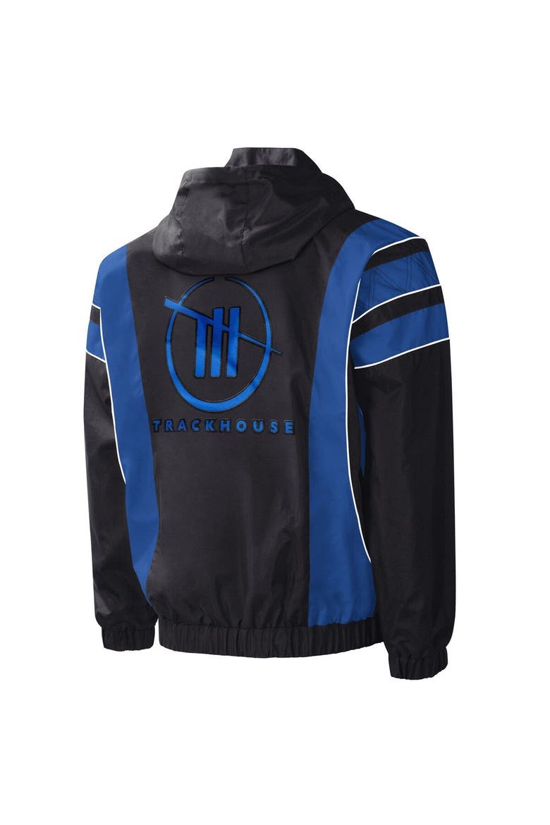 Men's Starter Black/Royal TRACKHOUSE RACING Impact Half-Snap Pullover Jacket, Alternate, color, Black