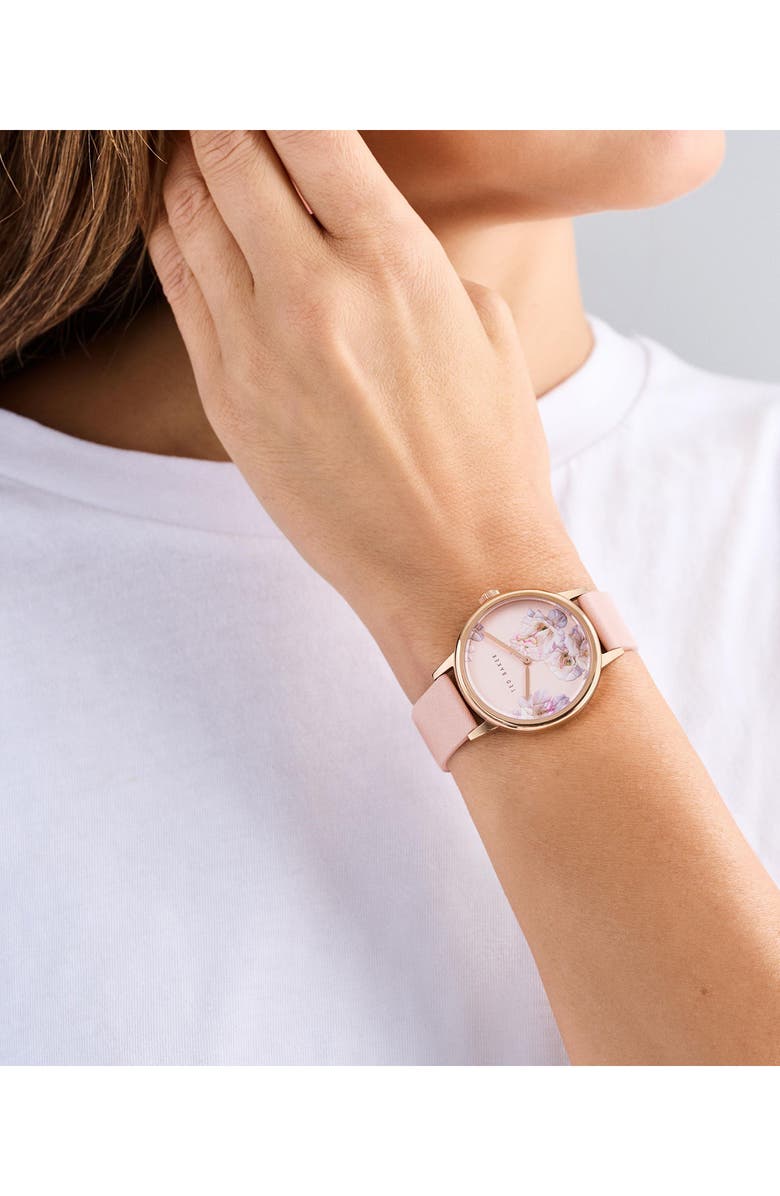 Ted Baker Phylipa Leather Strap Watch, 36mm, Alternate, color, Pink