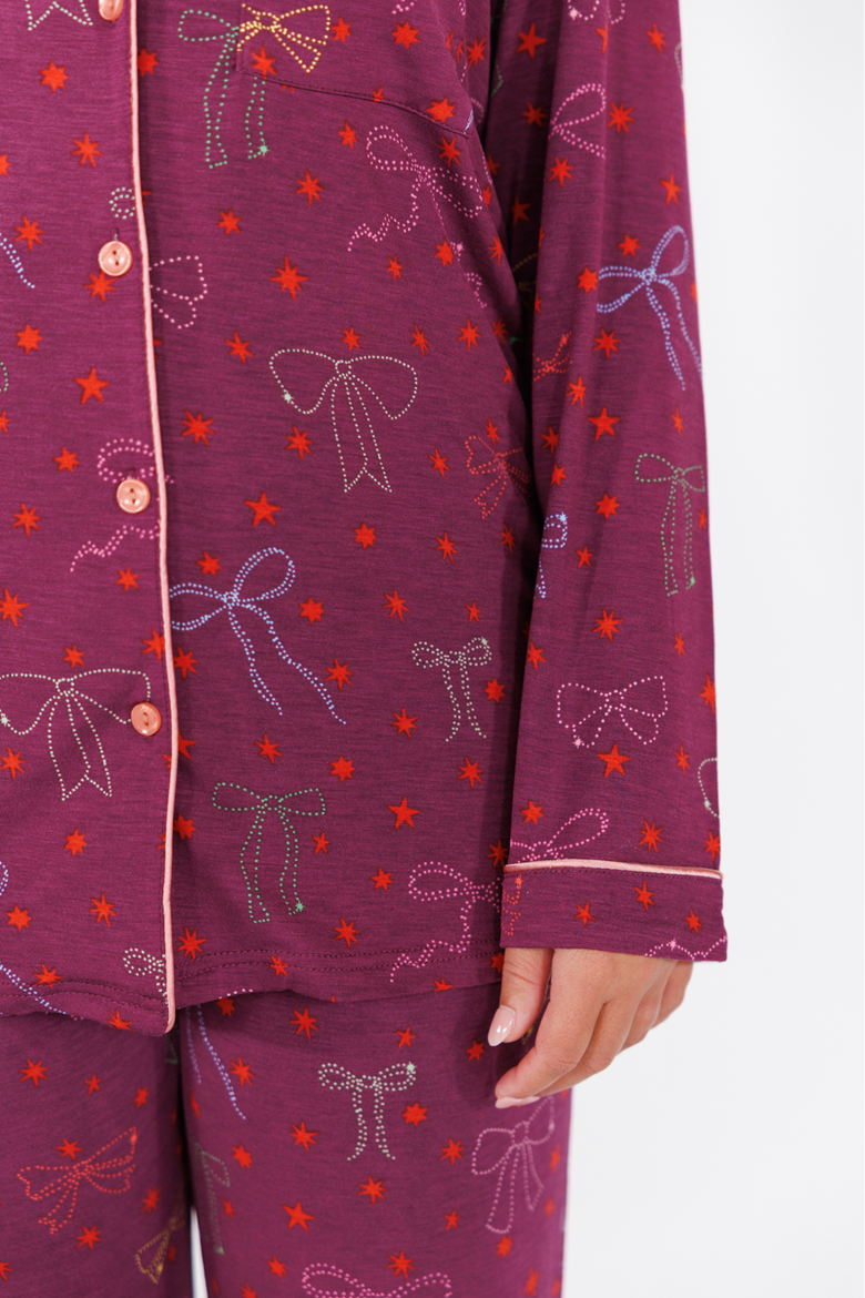 Long Sleeve & Long Pant Pajama Set, Alternate, color, Twinkling Bow