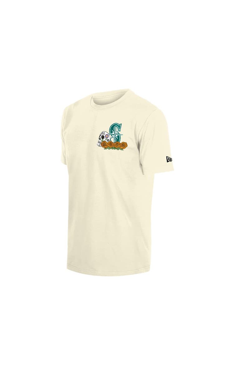Men's New Era Natural Seattle Mariners Dia de los Muertos Sugar Skull T-Shirt, Alternate, color, Natural