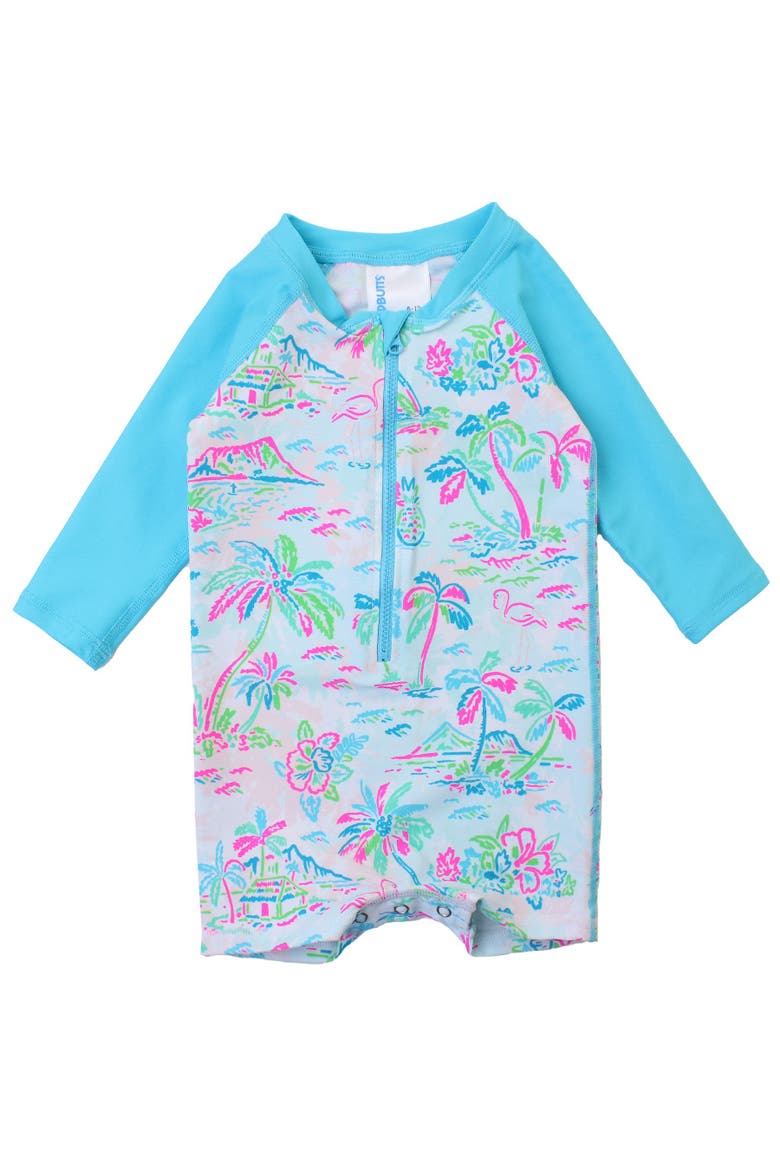 Boys Long Sleeve One Piece Rash Guard, Main, color, Tropical Resort