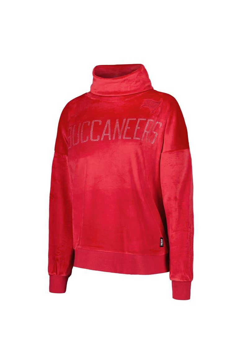 Women's DKNY Sport  Red Tampa Bay Buccaneers Deliliah Rhinestone Funnel Neck Pullover Sweatshirt, Alternate, color, Red