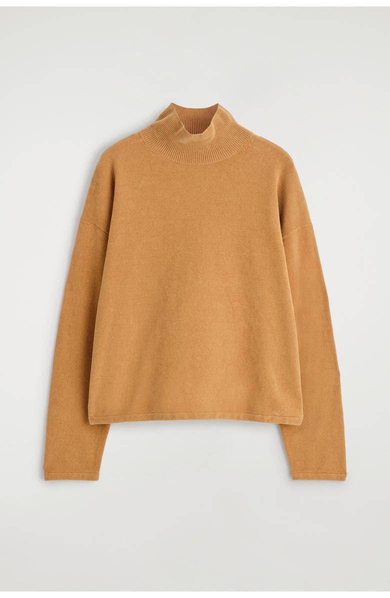 COS Chenille Mock-Neck Sweater, Alternate, color, Camel