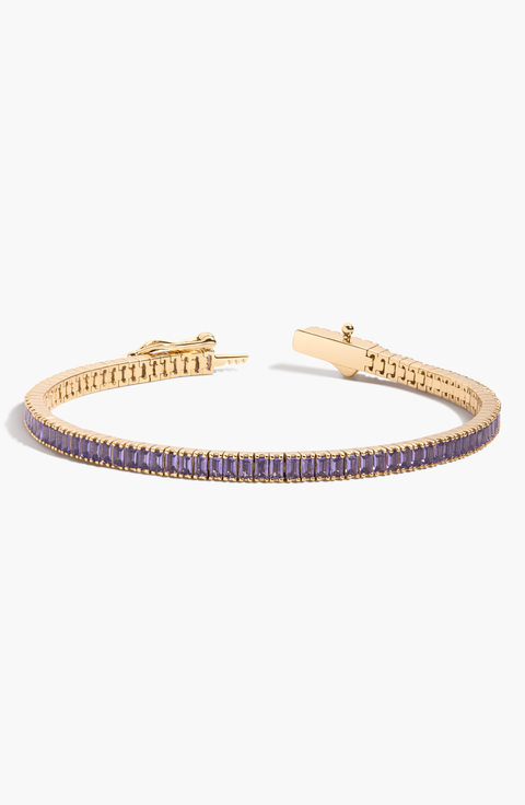 Lab Grown Amethyst Baguette Tennis Bracelet