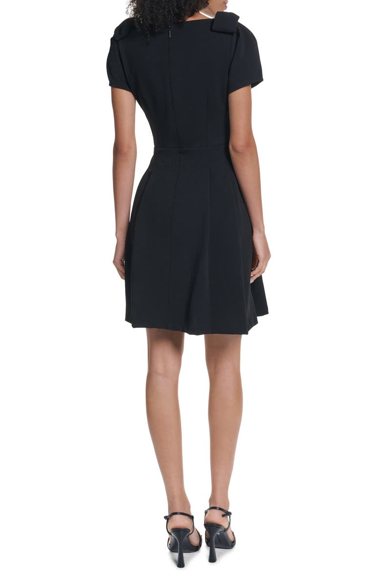 Scuba Crepe Fit & Flare Dress, Alternate, color, BLACK