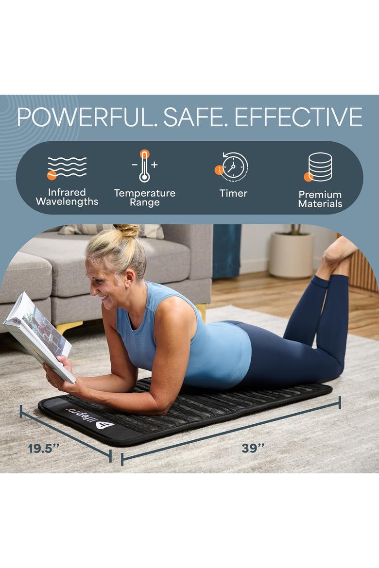 Portable Far Infrared Heating Mat (39 x 19.5 and 74 x 31in)  with Heating Pads for Recovery & Pain Relief, Alternate, color, Black/Small